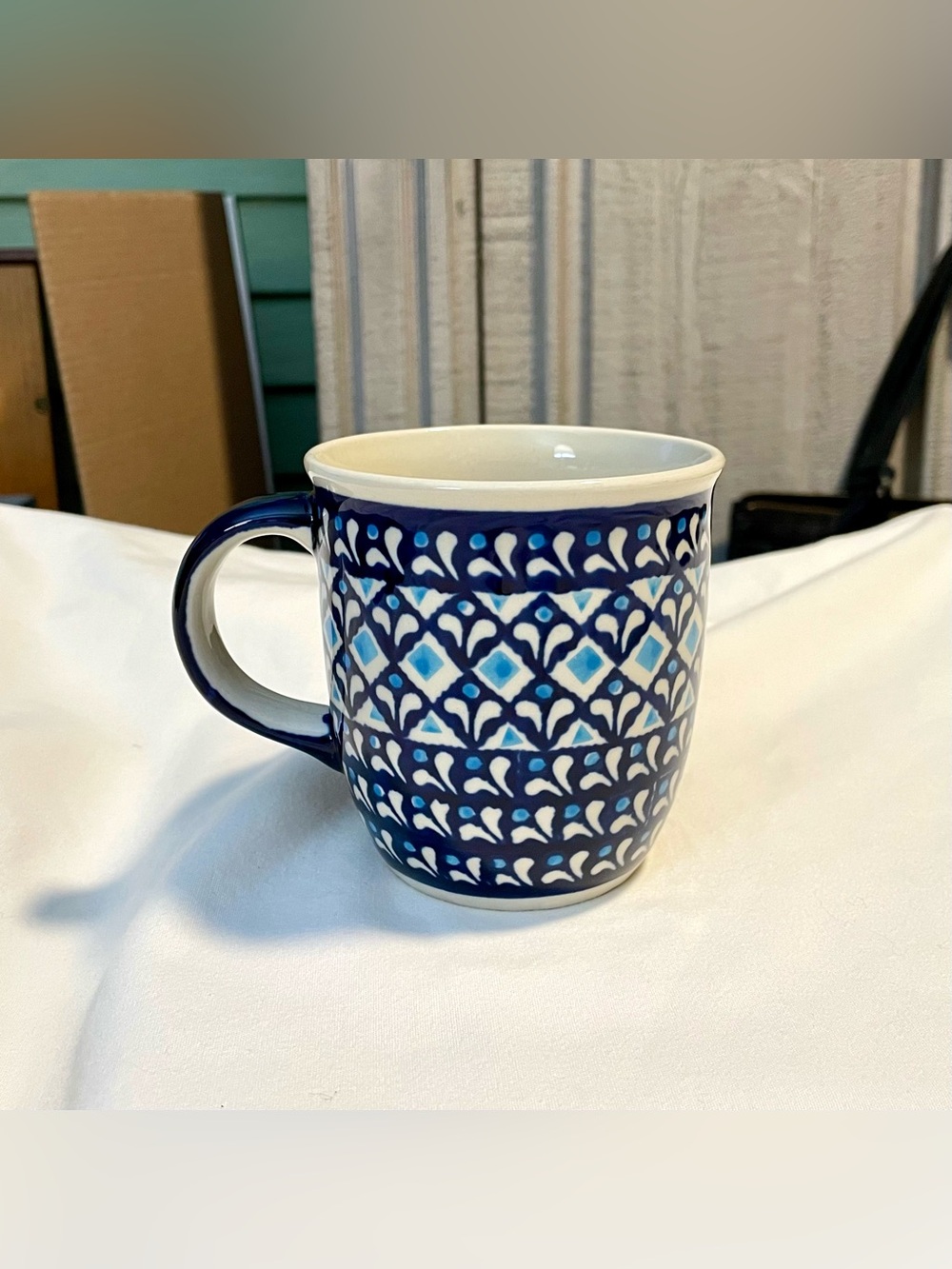 Blue Diamond Dream Mug/Cup crafted by Zaklady Ceramiczne Boleslawiec in Poland